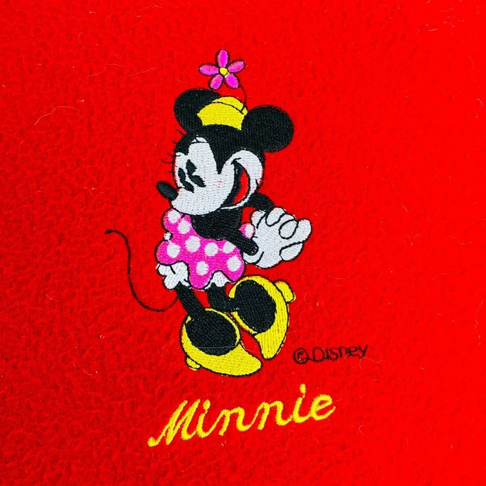 Disney Minnie Mouse Red Fleece Embroidered Decorative Throw Pillow Square 12x12